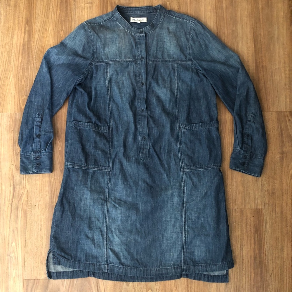 Madewell Denim Popover Collarless Shirt Dress